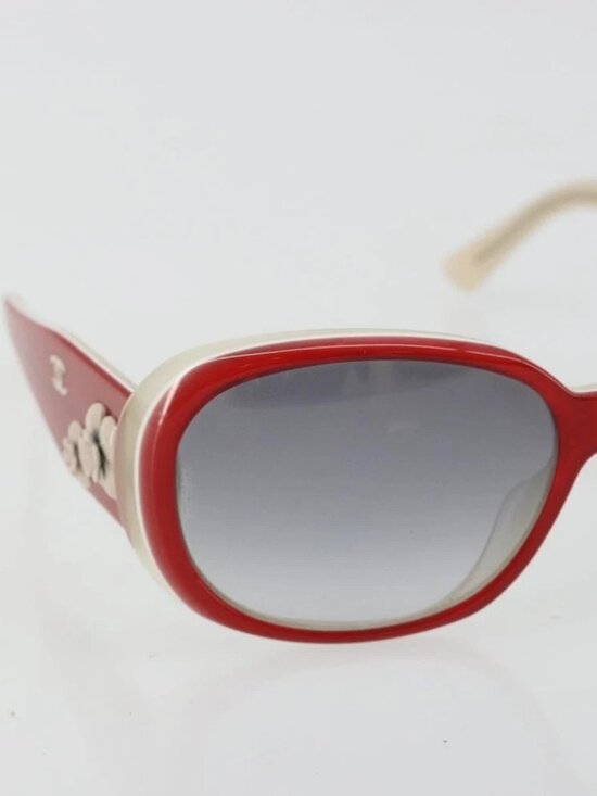 CHANEL Camelia Sunglasses plastic Red 5113 CC Auth YKZ1411A main image 7
